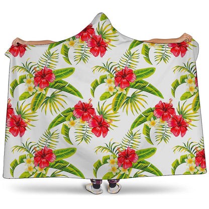 Aloha Hibiscus Tropical Pattern Print Hooded Blanket