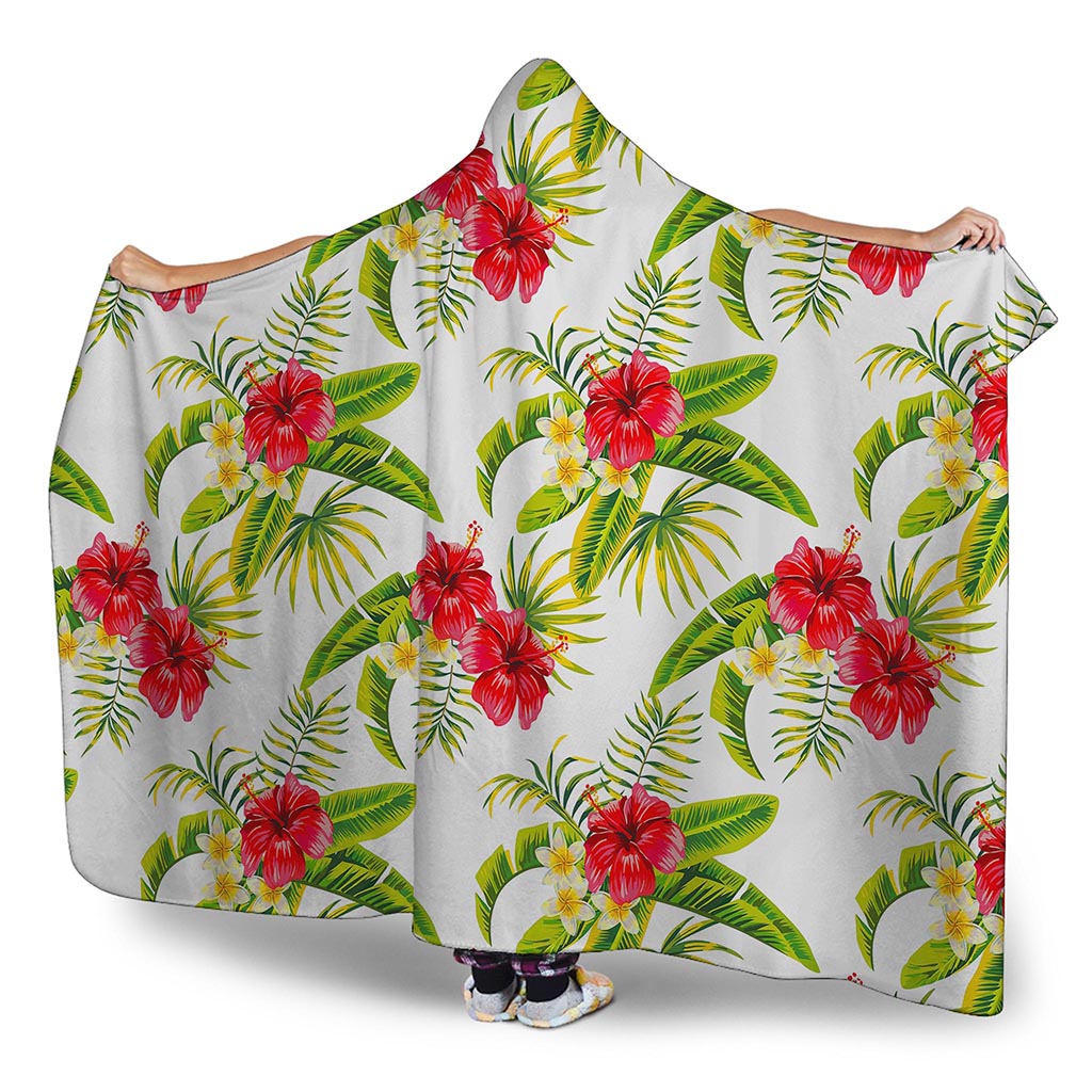 Aloha Hibiscus Tropical Pattern Print Hooded Blanket