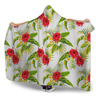 Aloha Hibiscus Tropical Pattern Print Hooded Blanket