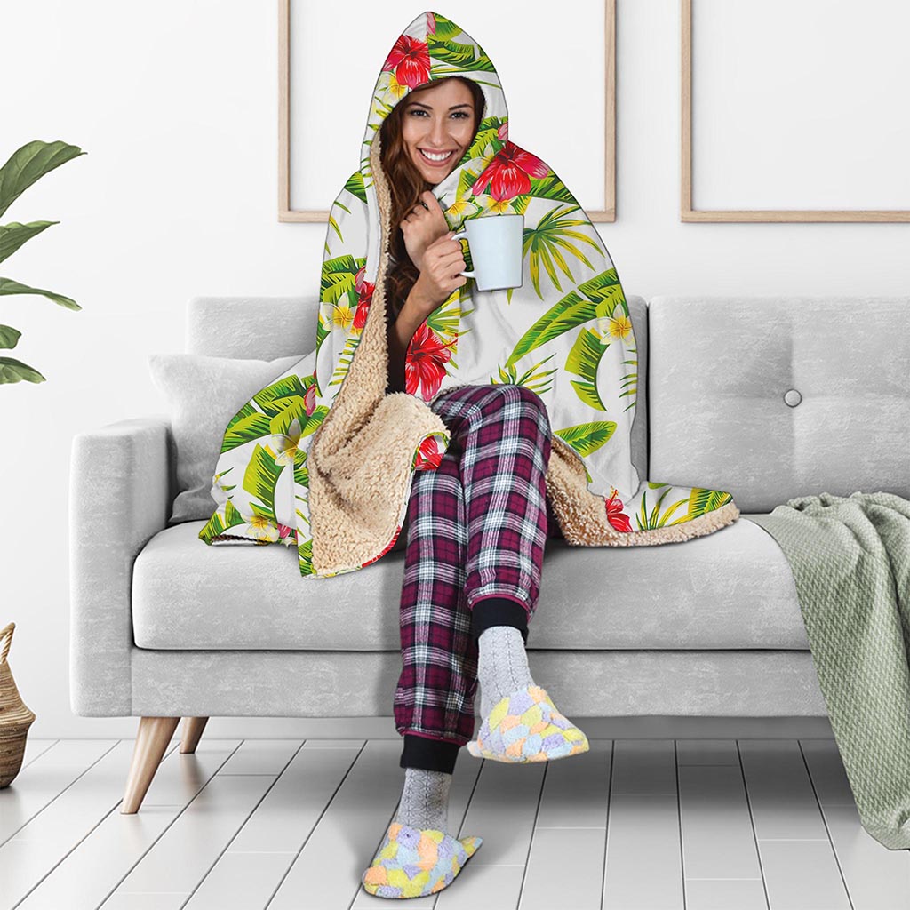 Aloha Hibiscus Tropical Pattern Print Hooded Blanket