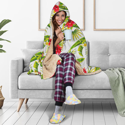Aloha Hibiscus Tropical Pattern Print Hooded Blanket