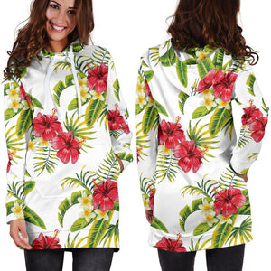 Aloha Hibiscus Tropical Pattern Print Hoodie Dress GearFrost