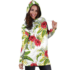 Aloha Hibiscus Tropical Pattern Print Hoodie Dress GearFrost