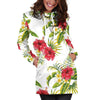 Aloha Hibiscus Tropical Pattern Print Hoodie Dress GearFrost