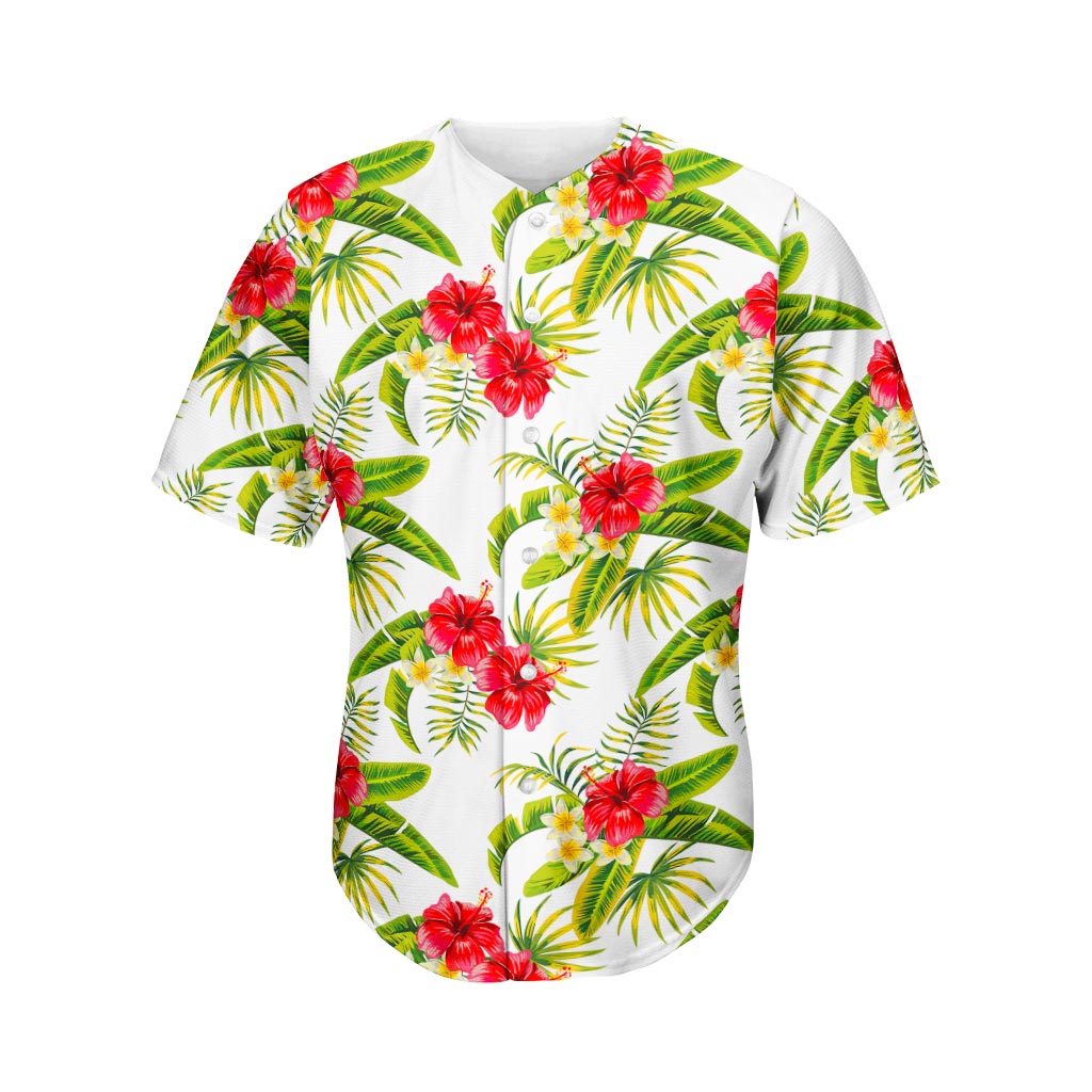 Aloha Hibiscus Tropical Pattern Print Men's Baseball Jersey