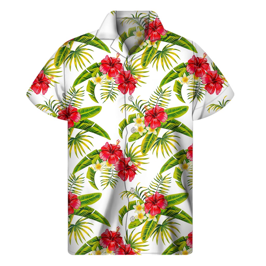 Aloha Hibiscus Tropical Pattern Print Men's Short Sleeve Shirt