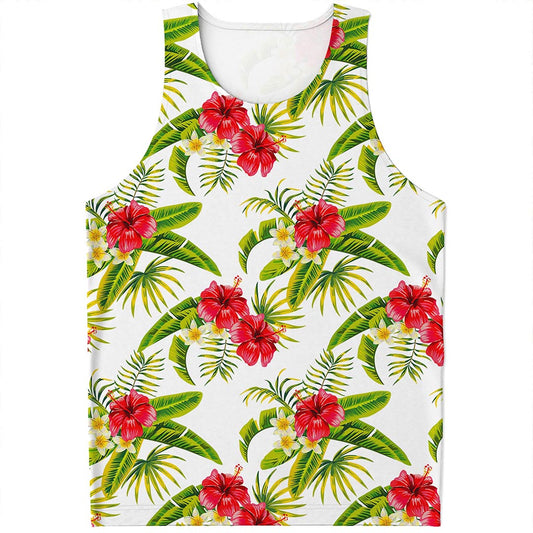 Aloha Hibiscus Tropical Pattern Print Men's Tank Top