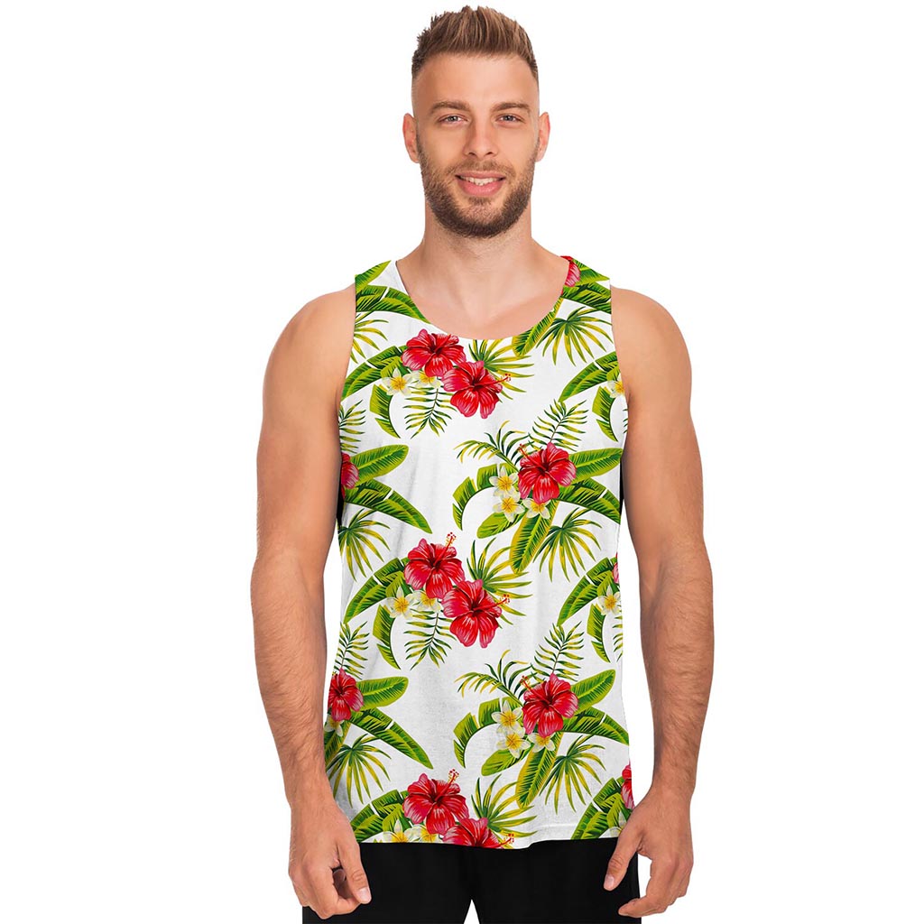 Aloha Hibiscus Tropical Pattern Print Men's Tank Top