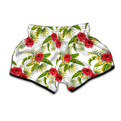 Aloha Hibiscus Tropical Pattern Print Muay Thai Boxing Shorts