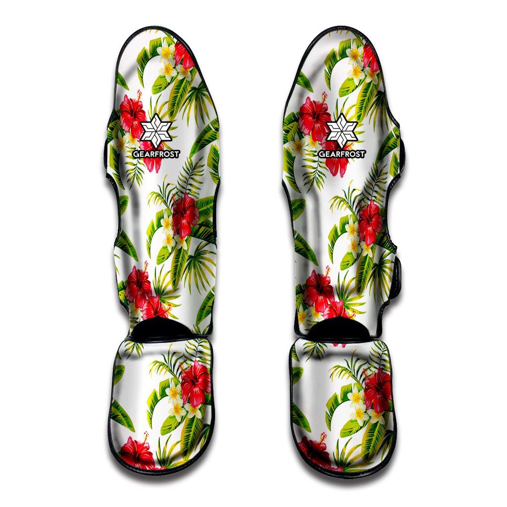 Aloha Hibiscus Tropical Pattern Print Muay Thai Shin Guard