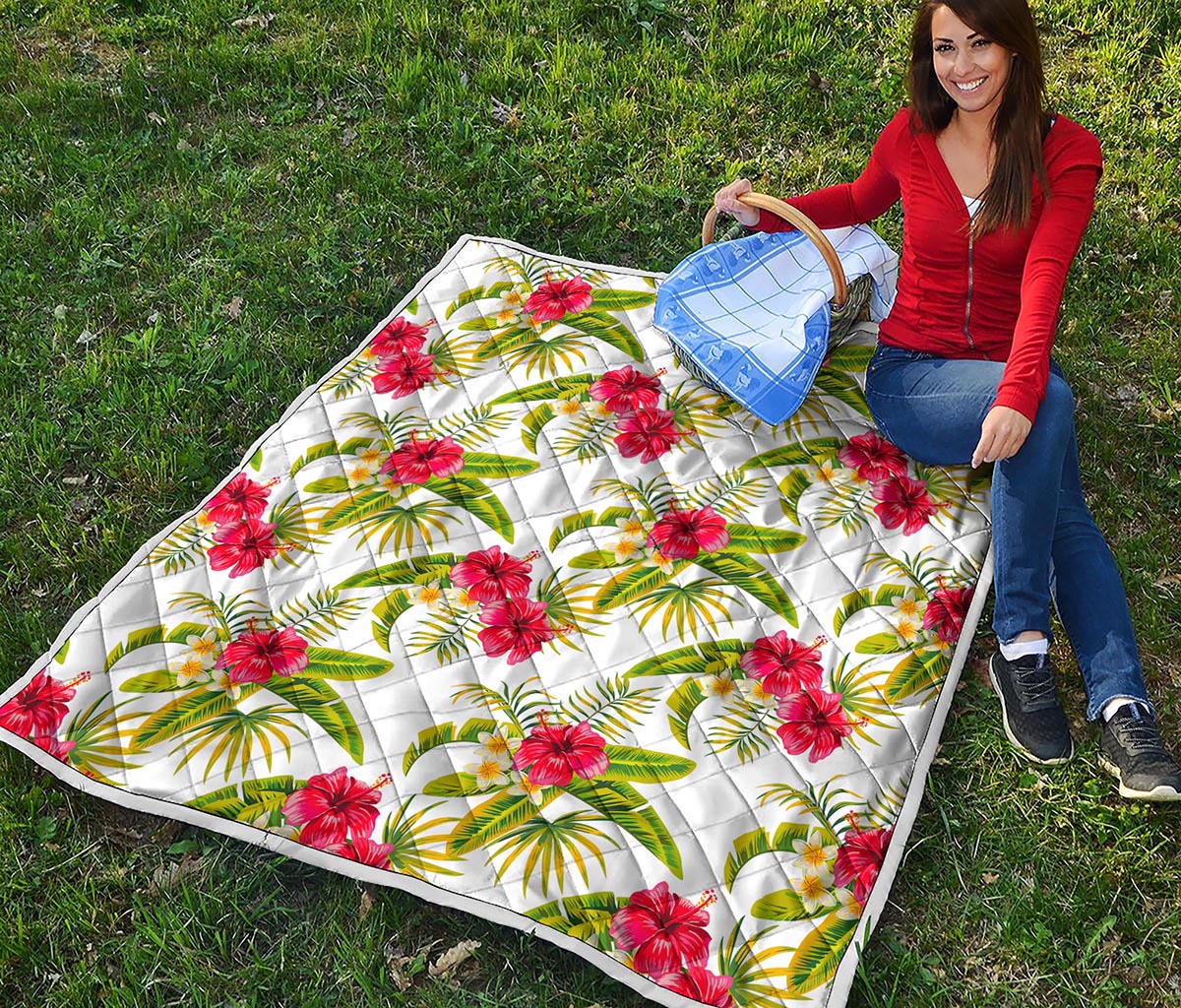 Aloha Hibiscus Tropical Pattern Print Quilt