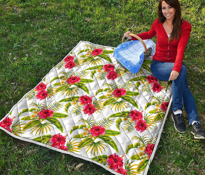 Aloha Hibiscus Tropical Pattern Print Quilt