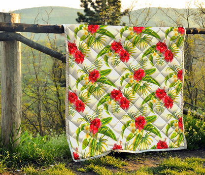 Aloha Hibiscus Tropical Pattern Print Quilt
