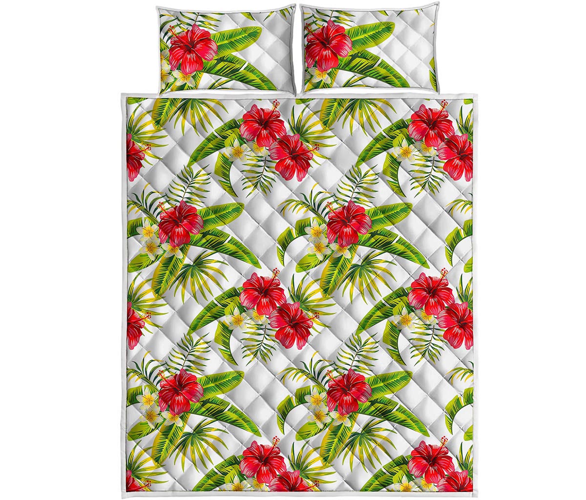 Aloha Hibiscus Tropical Pattern Print Quilt Bed Set