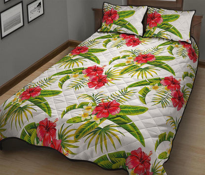 Aloha Hibiscus Tropical Pattern Print Quilt Bed Set
