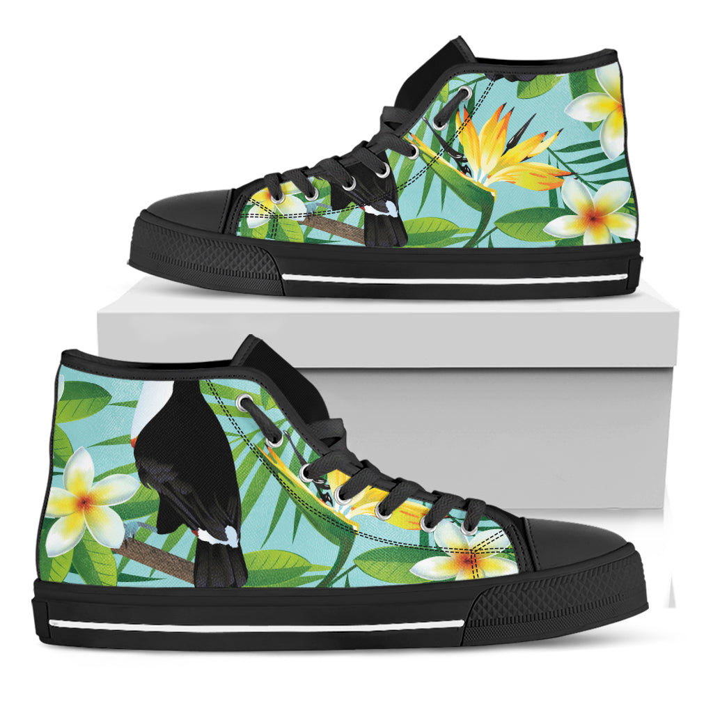 Aloha Keel-Billed Toucan Print Black High Top Shoes