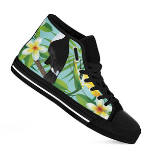 Aloha Keel-Billed Toucan Print Black High Top Shoes