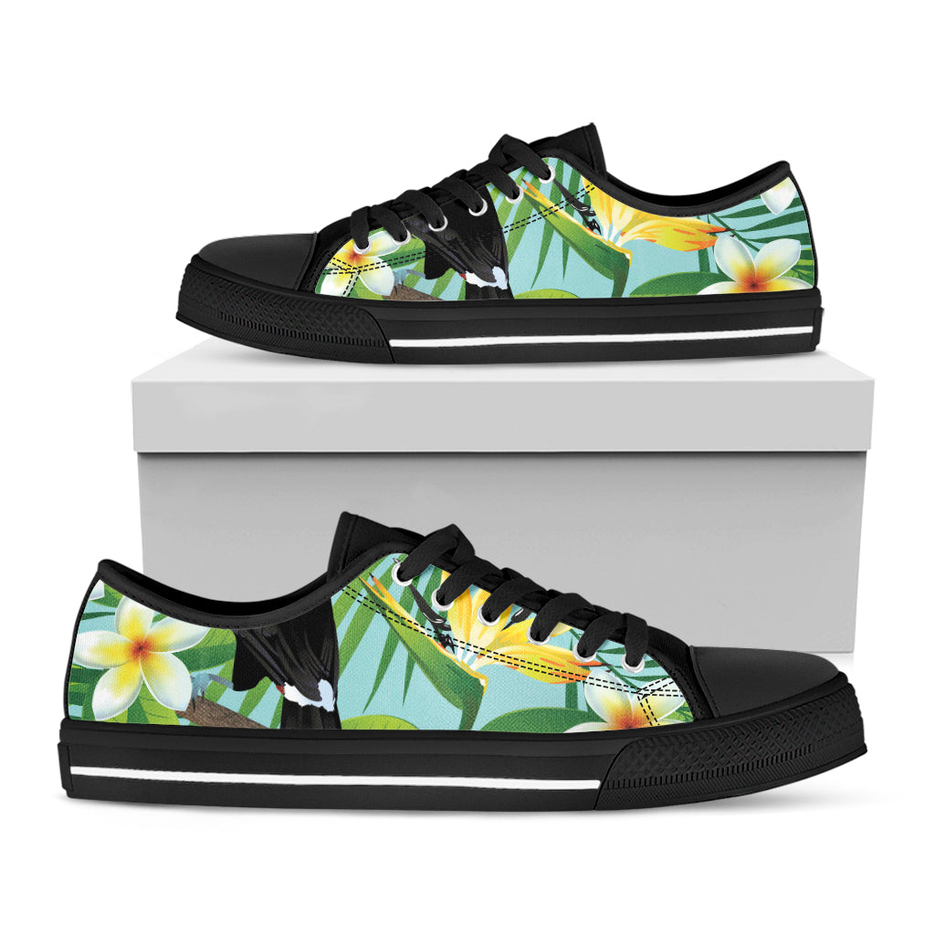 Aloha Keel-Billed Toucan Print Black Low Top Shoes