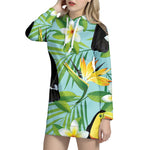 Aloha Keel-Billed Toucan Print Hoodie Dress