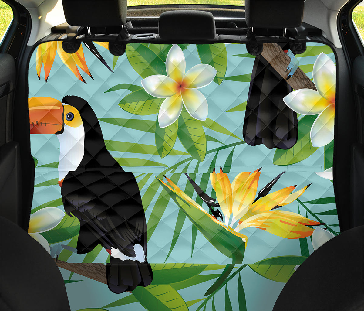 Aloha Keel-Billed Toucan Print Pet Car Back Seat Cover