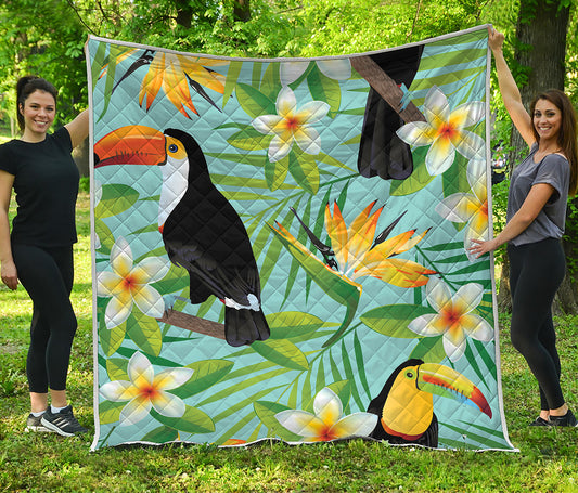 Aloha Keel-Billed Toucan Print Quilt