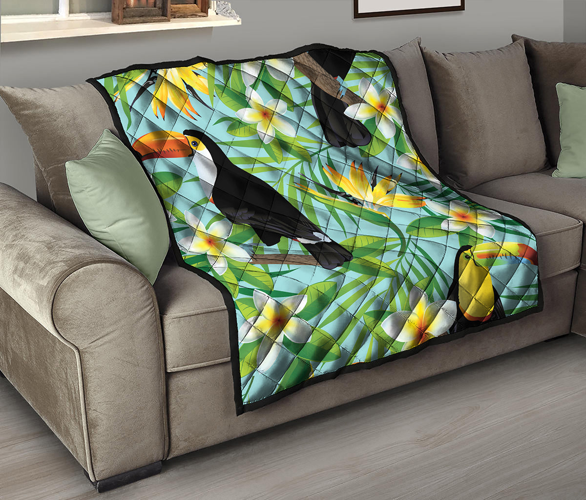 Aloha Keel-Billed Toucan Print Quilt
