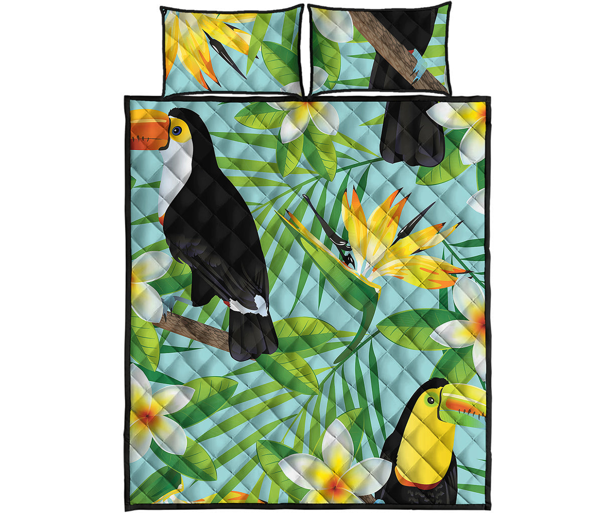 Aloha Keel-Billed Toucan Print Quilt Bed Set