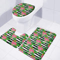 Aloha Skull Striped Pattern Print 3 Piece Bath Mat Set