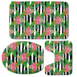 Aloha Skull Striped Pattern Print 3 Piece Bath Mat Set