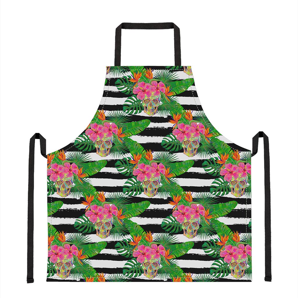 Aloha Skull Striped Pattern Print Apron