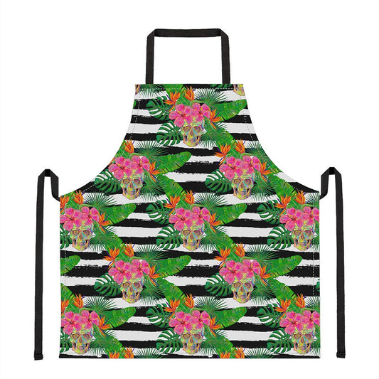 Aloha Skull Striped Pattern Print Apron