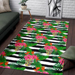 Aloha Skull Striped Pattern Print Area Rug GearFrost