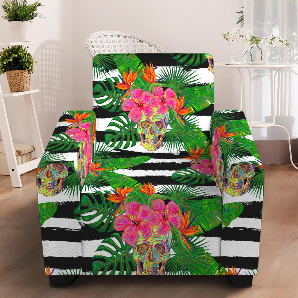 Aloha Skull Striped Pattern Print Armchair Slipcover