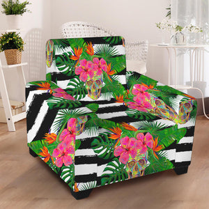 Aloha Skull Striped Pattern Print Armchair Slipcover