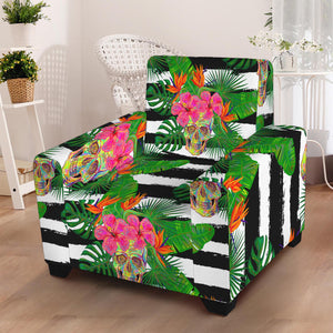 Aloha Skull Striped Pattern Print Armchair Slipcover