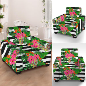 Aloha Skull Striped Pattern Print Armchair Slipcover