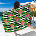 Aloha Skull Striped Pattern Print Beach Sarong Wrap