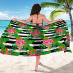Aloha Skull Striped Pattern Print Beach Sarong Wrap