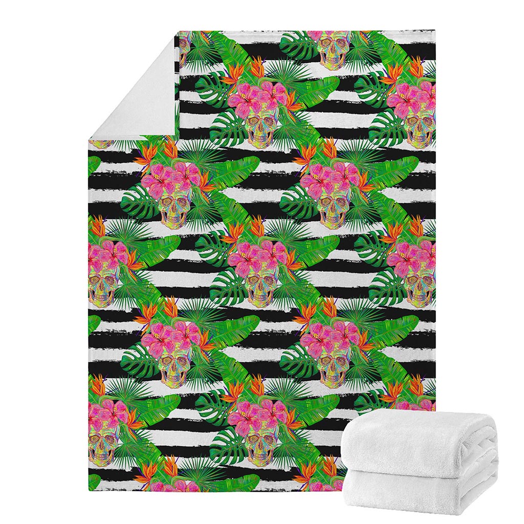 Aloha Skull Striped Pattern Print Blanket