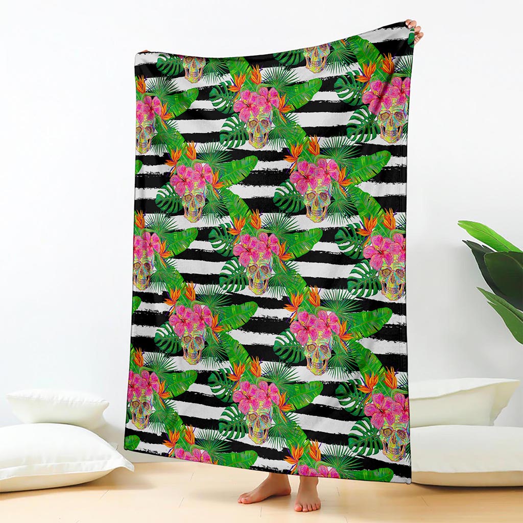 Aloha Skull Striped Pattern Print Blanket