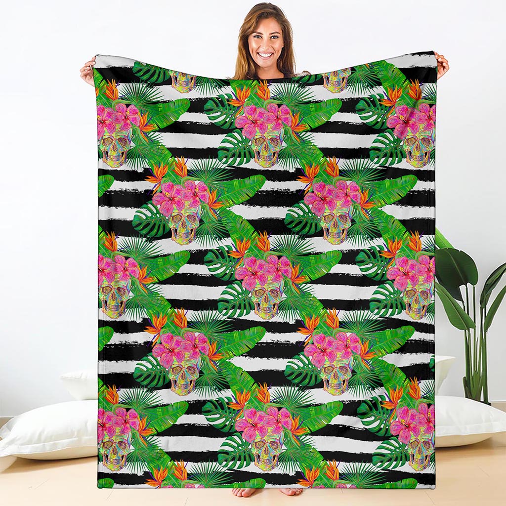 Aloha Skull Striped Pattern Print Blanket