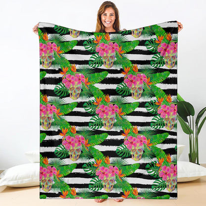 Aloha Skull Striped Pattern Print Blanket