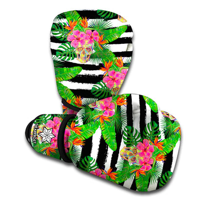 Aloha Skull Striped Pattern Print Boxing Gloves