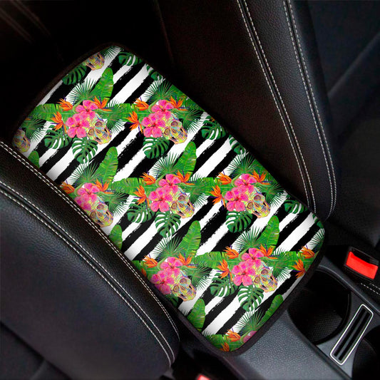 Aloha Skull Striped Pattern Print Car Center Console Cover