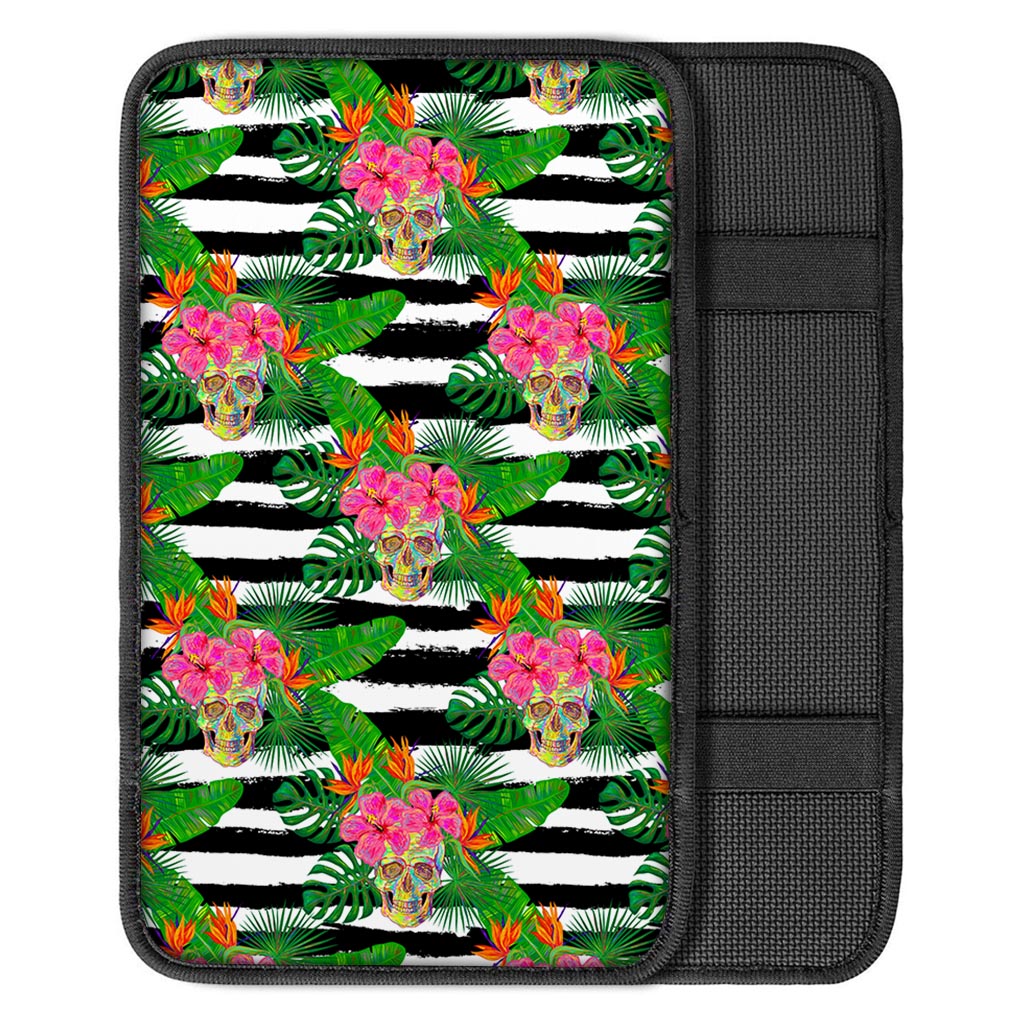 Aloha Skull Striped Pattern Print Car Center Console Cover