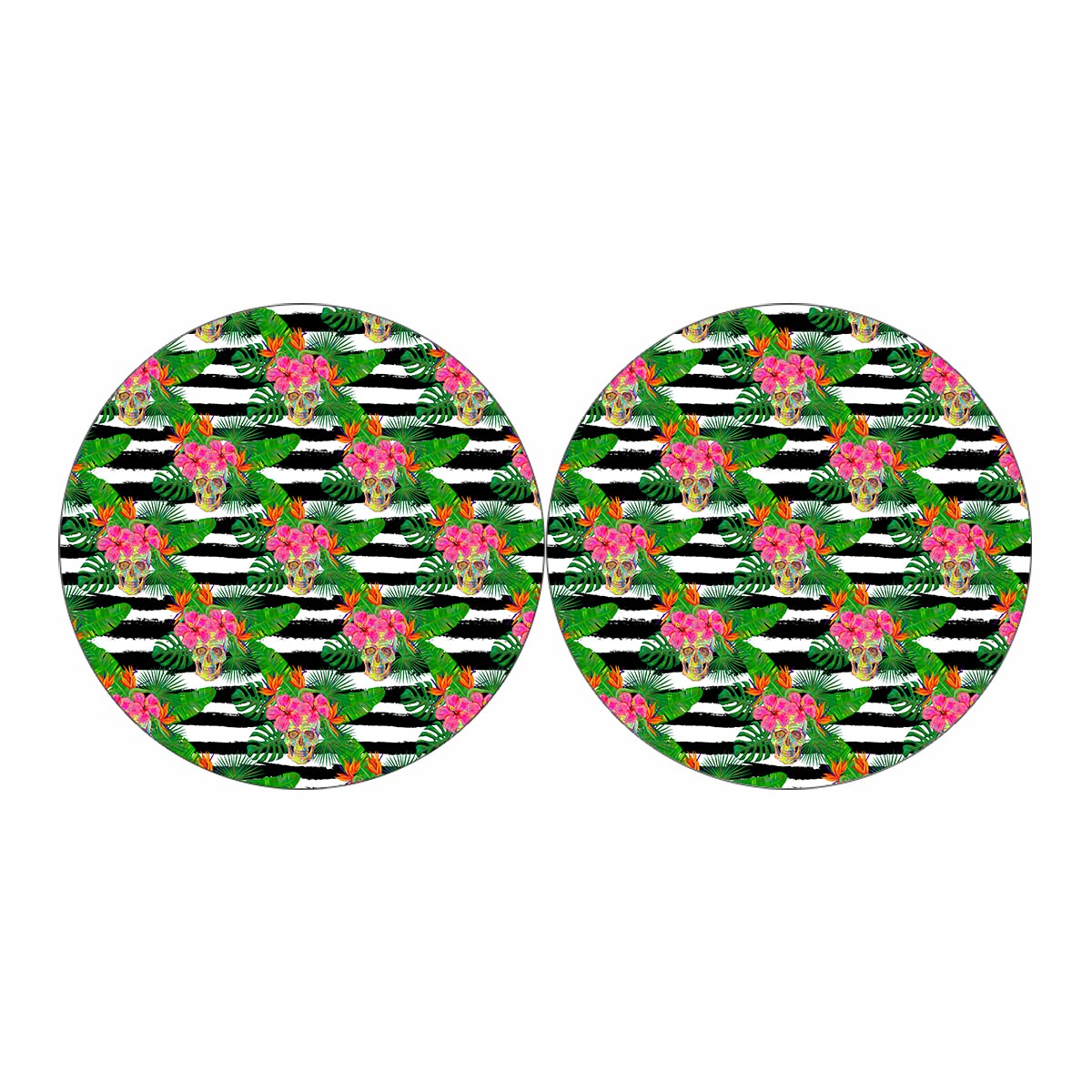 Aloha Skull Striped Pattern Print Car Coasters