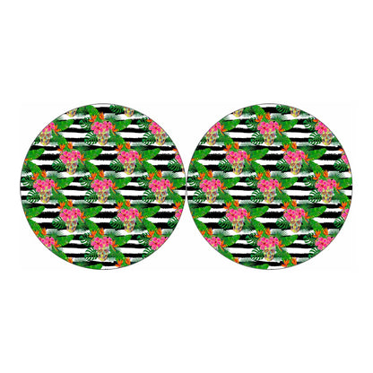 Aloha Skull Striped Pattern Print Car Coasters