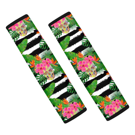 Aloha Skull Striped Pattern Print Car Seat Belt Covers