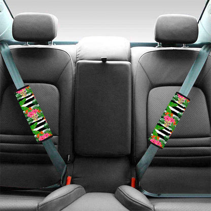 Aloha Skull Striped Pattern Print Car Seat Belt Covers