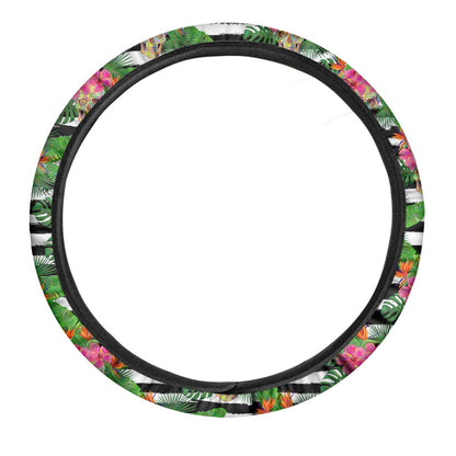 Aloha Skull Striped Pattern Print Car Steering Wheel Cover